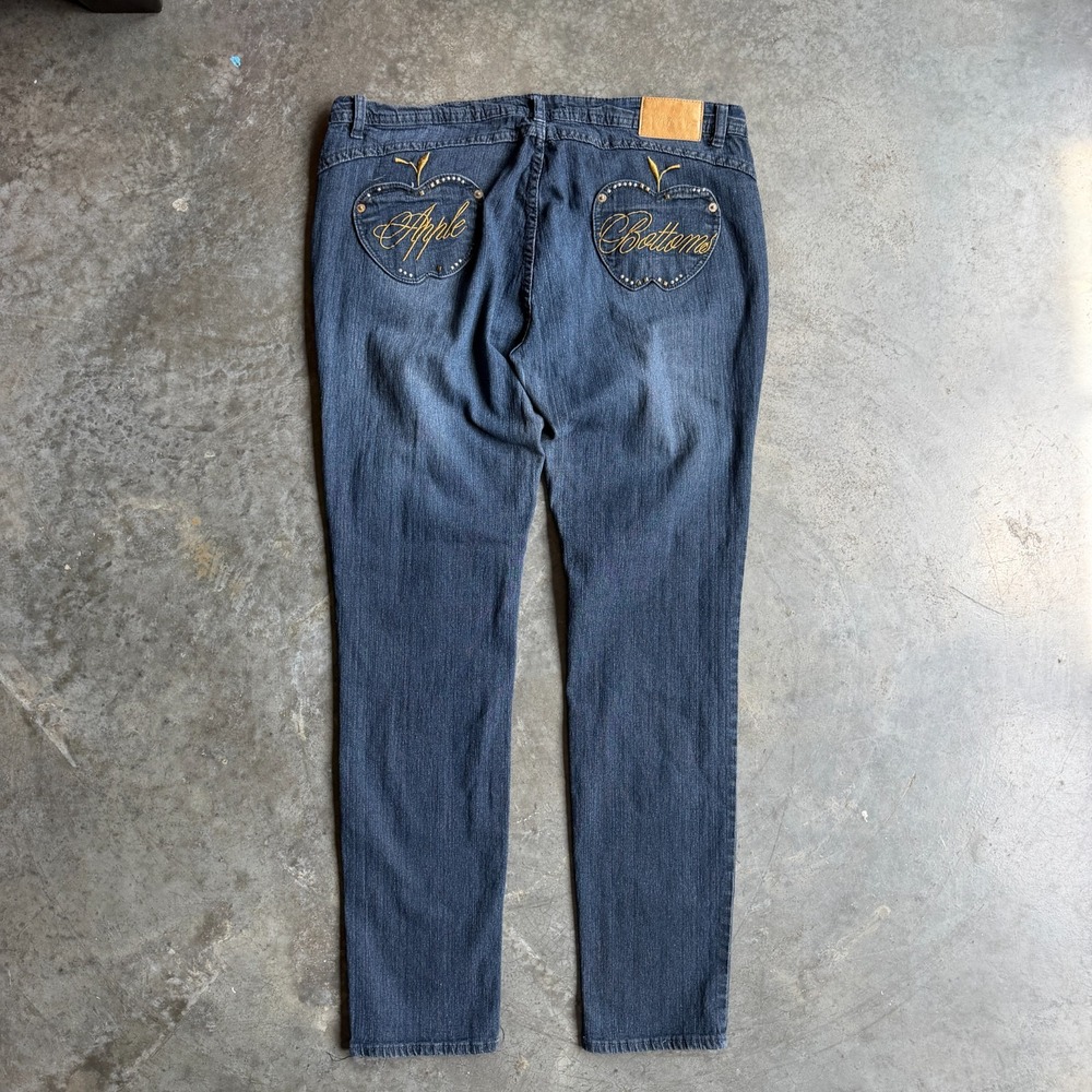 Vintage Y2K Apple Bottom Jeans Embellished Bedazzle Womens 15 36x32 Dark Wash